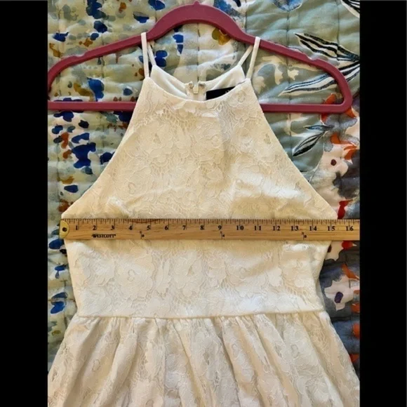 AQUA BLOOMINGDALE’S M Lace High-Neck Sleeveless Mini Dress - Picture 6 of 10